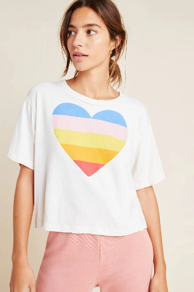 Shop Sundry Rainbow Heart Graphic Tee In Beige
