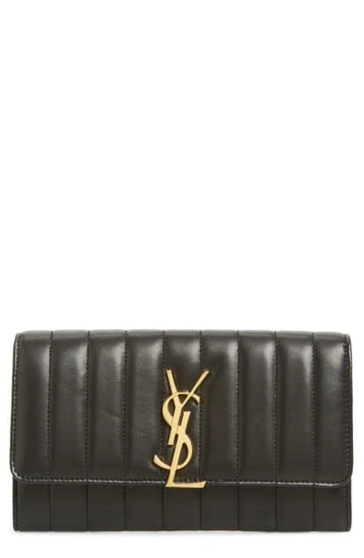 Shop Saint Laurent Vicky Large Continental Wallet In Noir
