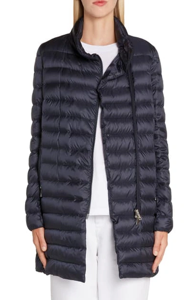 Shop Moncler Berlin Lightweight Down Coat In Navy