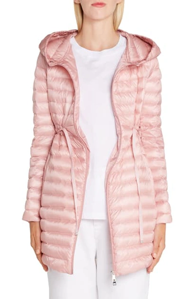 Moncler Barbel Tie Waist Hooded Lightweight Down Coat In Pink | ModeSens