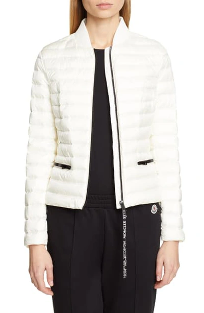 Shop Moncler Blenca Lightweight Down Biker Jacket In Natural