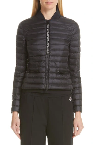 Shop Moncler Blenca Lightweight Down Biker Jacket In Black