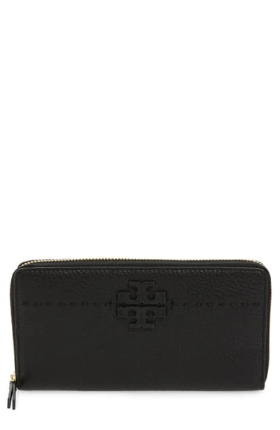 Shop Tory Burch Mcgraw Leather Continental Zip Wallet In Black