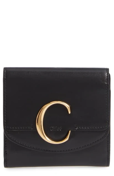 Shop Chloé Square Leather Wallet - Black