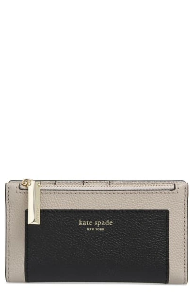 Shop Kate Spade Margaux Slim Bifold Wallet In Black/ Warm Taupe