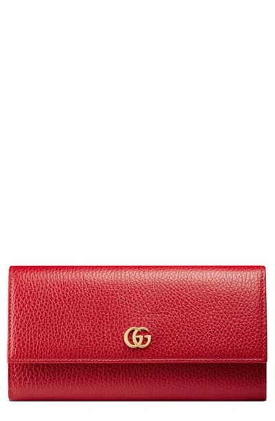 Shop Gucci Petite Leather Continental Wallet In Hibiscus Red