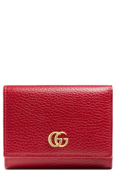 Shop Gucci Petite Leather French Wallet In Hibiscus Red