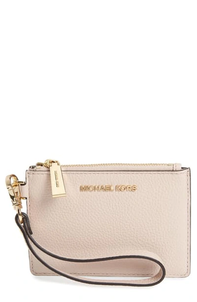 Shop Michael Michael Kors Small Mercer Leather Rfid Coin Purse In Soft Pink
