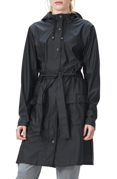 Shop Rains Curve Waterproof Hooded Raincoat In Black