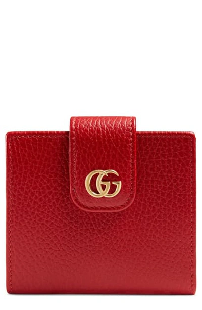 Shop Gucci Leather Wallet In Hibiscus Red
