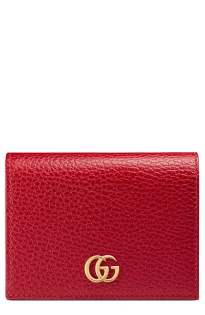 Shop Gucci Petite Leather Card Case In Hibiscus Red
