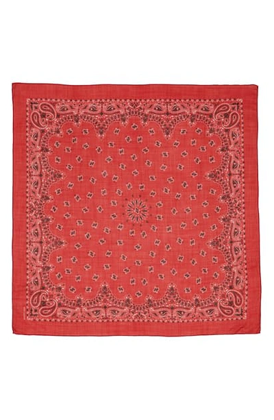 Shop Saint Laurent Bandana Print Wool Scarf In Red/ Ivory