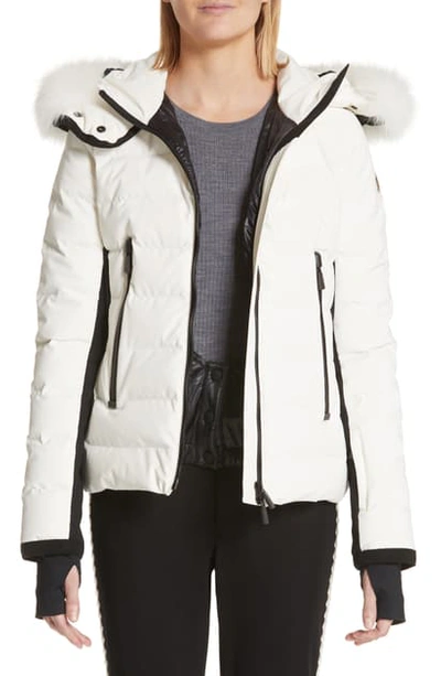 Shop Moncler Lamoura Quilted Down Puffer Coat With Removable Genuine Fox Fur Trim In White