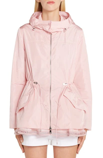 Shop Moncler Loty Cinch Waist Rain Jacket In Blush