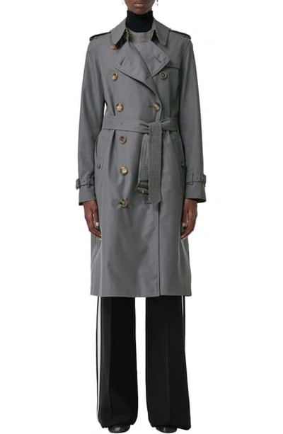Shop Burberry Kensington Long Heritage Trench Coat In Mid Grey