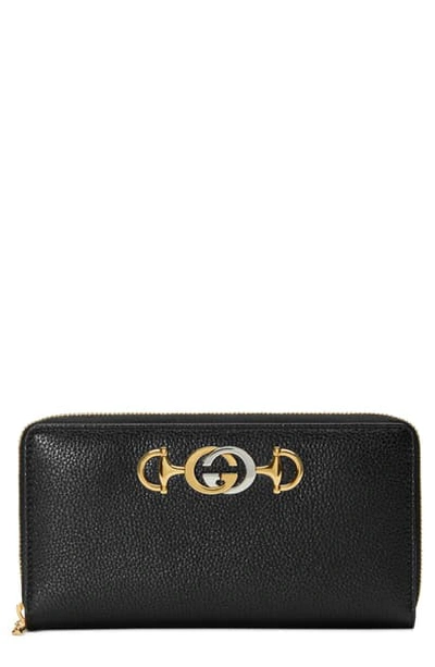 Shop Gucci 548 Zip-around Leather Wallet In Black