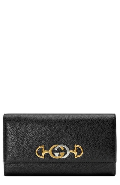 Shop Gucci Zumi 271 Leather Continental Wallet In Black
