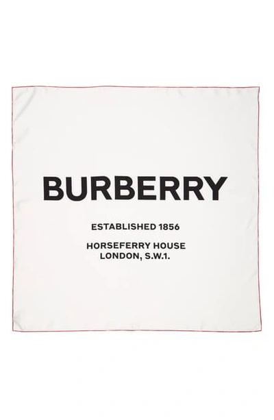 Shop Burberry Horseferry Print Square Silk Scarf In White