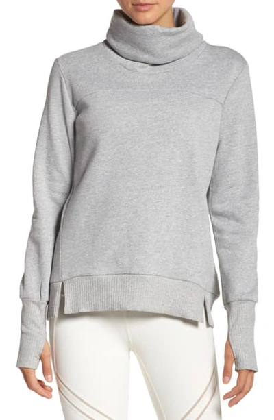 Shop Alo Yoga 'haze' Funnel Neck Sweatshirt In Dove Grey Heather
