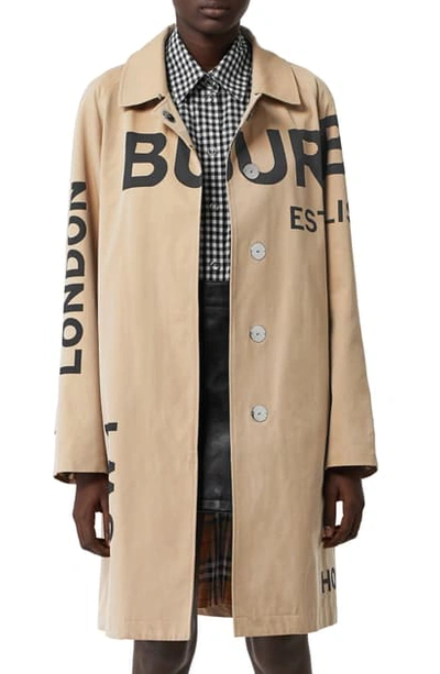 Shop Burberry Antonia Horseferry Print Cotton Gabardine Car Coat In Honey