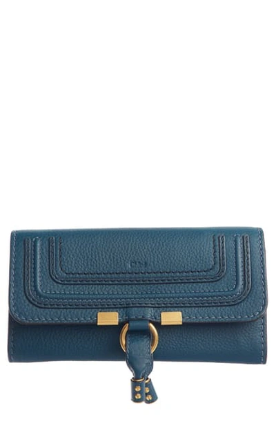 Shop Chloé Marcie - Long Leather Flap Wallet - Blue In Navy Ink