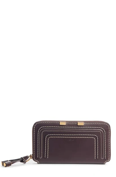 Shop Chloé Marcie Leather Zip-around Wallet In Black Raisin