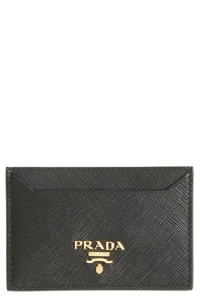 Shop Prada Saffiano Leather Card Case In Nero