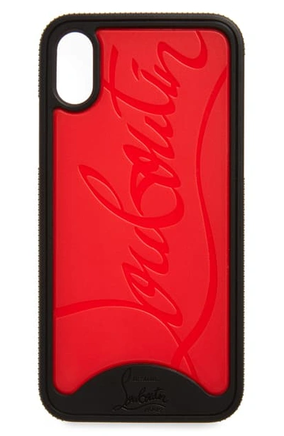 Shop Christian Louboutin Loubiphone Sneaker Iphone X/xs Case - Black In Black/ Red