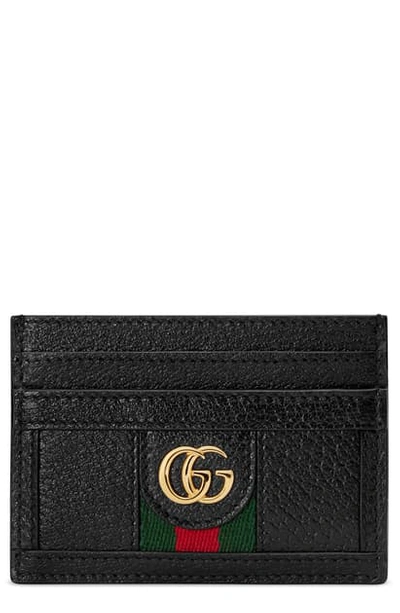 Shop Gucci Ophidia Leather Card Case In Nero/ Vert Red Vert