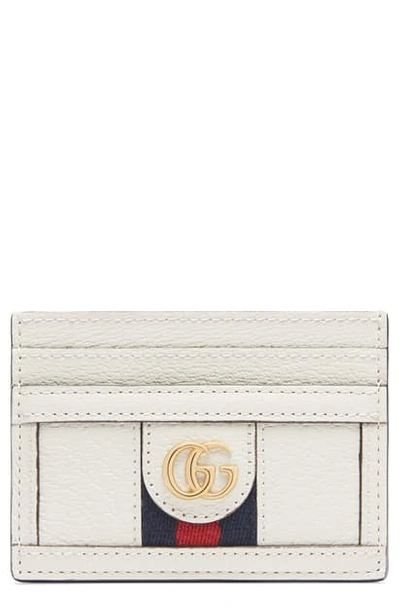 Shop Gucci Ophidia Leather Card Case In Mystic White/ Blue Red Blue