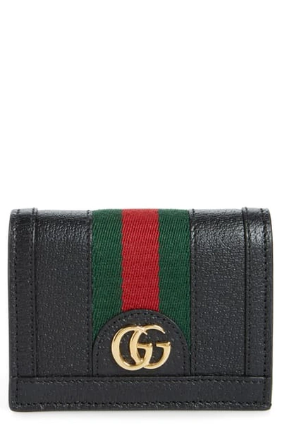 Shop Gucci Ophidia Leather Bifold Card Case In Nero/ Vert Red Vert