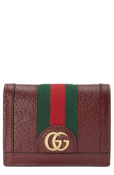 Shop Gucci Ophidia Leather Bifold Card Case In Vin Bordeaux/ Vert Red Vert