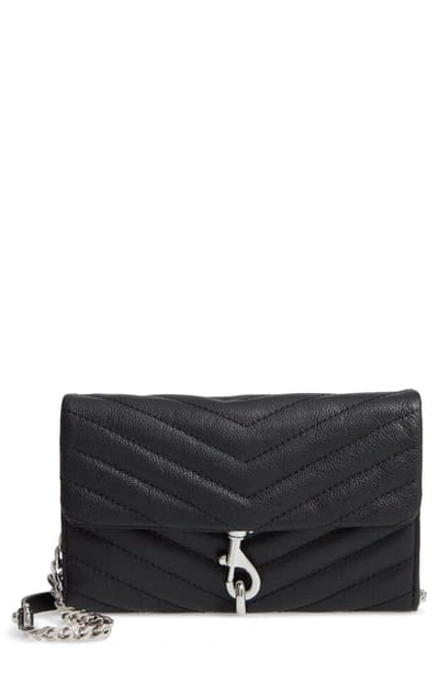 Shop Rebecca Minkoff Edie Quilted Leather Crossbody Wallet In Black
