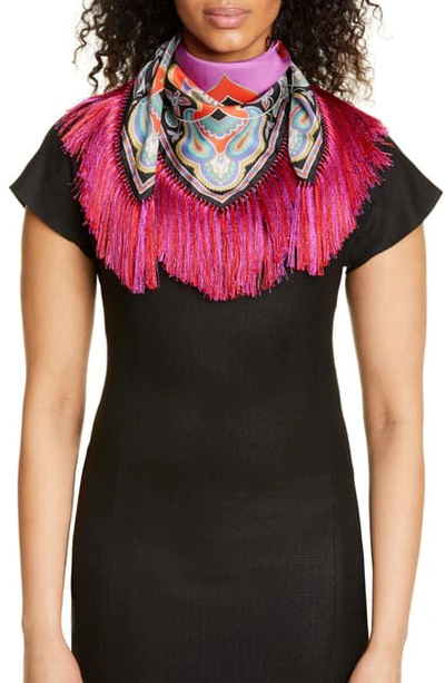 Shop Etro Paisley Fringe Silk Scarf In Red
