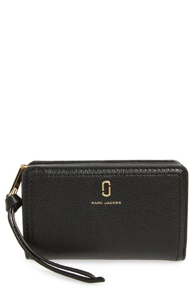 Shop The Marc Jacobs Softshot Compact Leather Wallet In Black