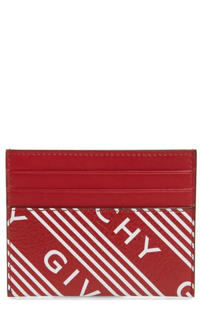 Shop Givenchy Logo Band Leather Card Case In Vermillion