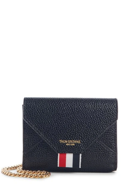 Shop Thom Browne Envelope Leather Card Case In Black
