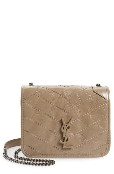 Shop Saint Laurent Niki Leather Crossbody Bag In Dusty Grey