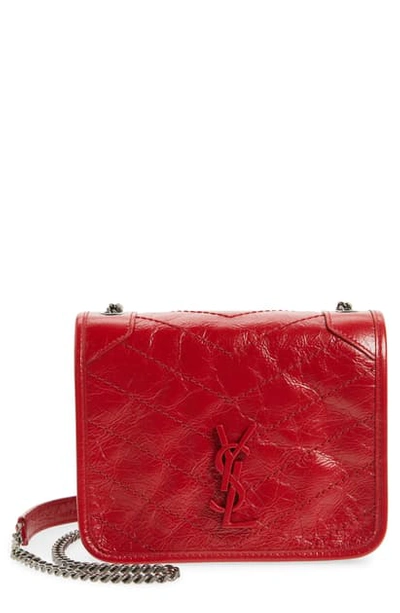 Shop Saint Laurent Niki Leather Crossbody Bag In Rouge Eros