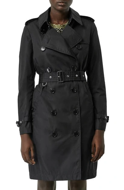 Shop Burberry Kensington Trench Coat With Detachable Hood In Black