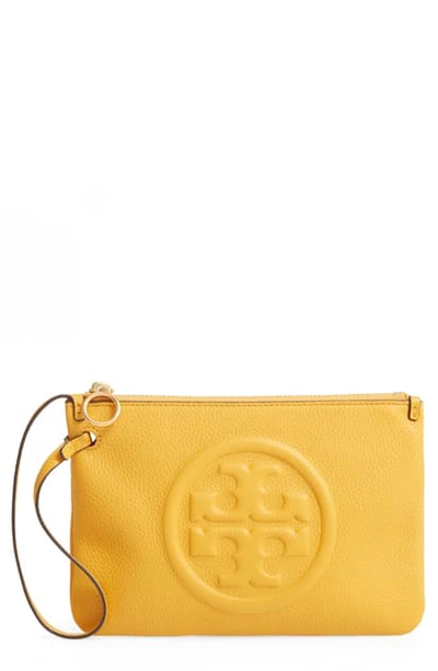 Shop Tory Burch Perry Leather Wristlet In Daylily