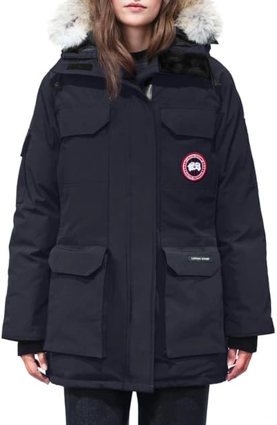 Shop Canada Goose Expedition Hooded Down Parka With Genuine Coyote Fur Trim In Navy