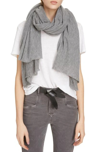 Shop Isabel Marant Zephyr Cashmere Scarf In Light Grey