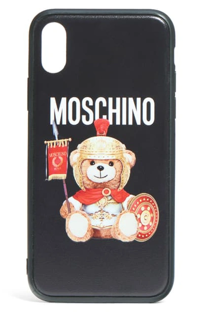 Shop Moschino Gladiator Teddy Iphone X/xs Case In Fantasy Print Black