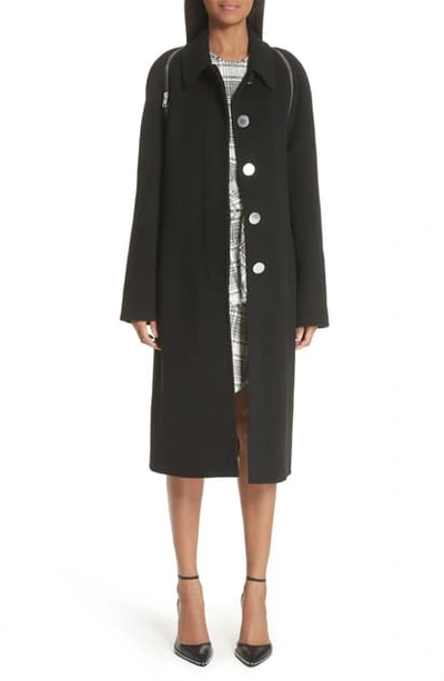 Shop Alexander Wang Zip Detail Wool Coat In Black