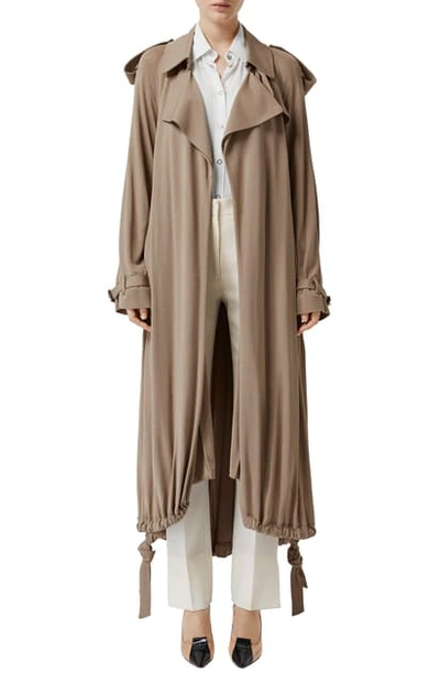 Shop Burberry Cyla Drawstring Hem Wrap Trench Coat In Warm Taupe