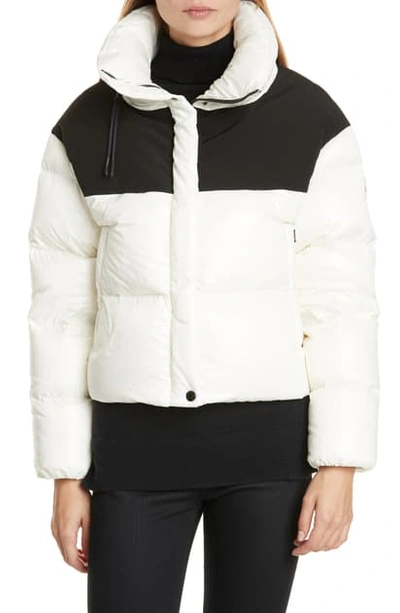 Shop Moncler Nil Colorblock Quilted Down Puffer Jacket In White