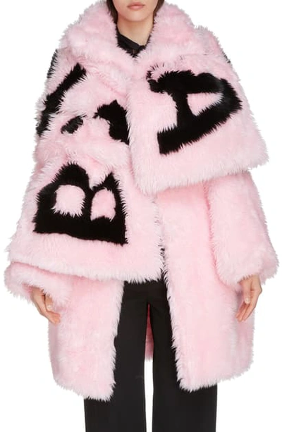 Shop Balenciaga Oversize Faux Fur Coat In Candy Pink