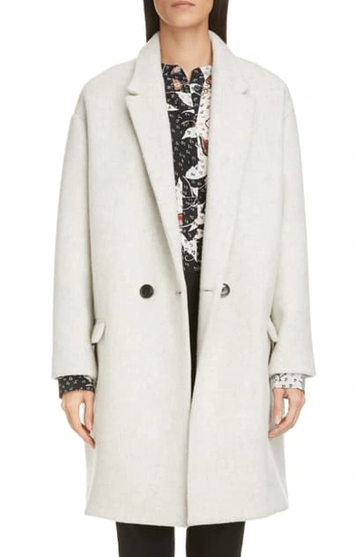 Shop Isabel Marant Virgin Wool & Cashmere Blend Coat In Light Grey