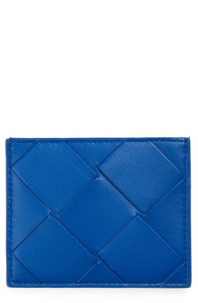Shop Bottega Veneta Intrecciato Leather Card Case In Petroleum Blue